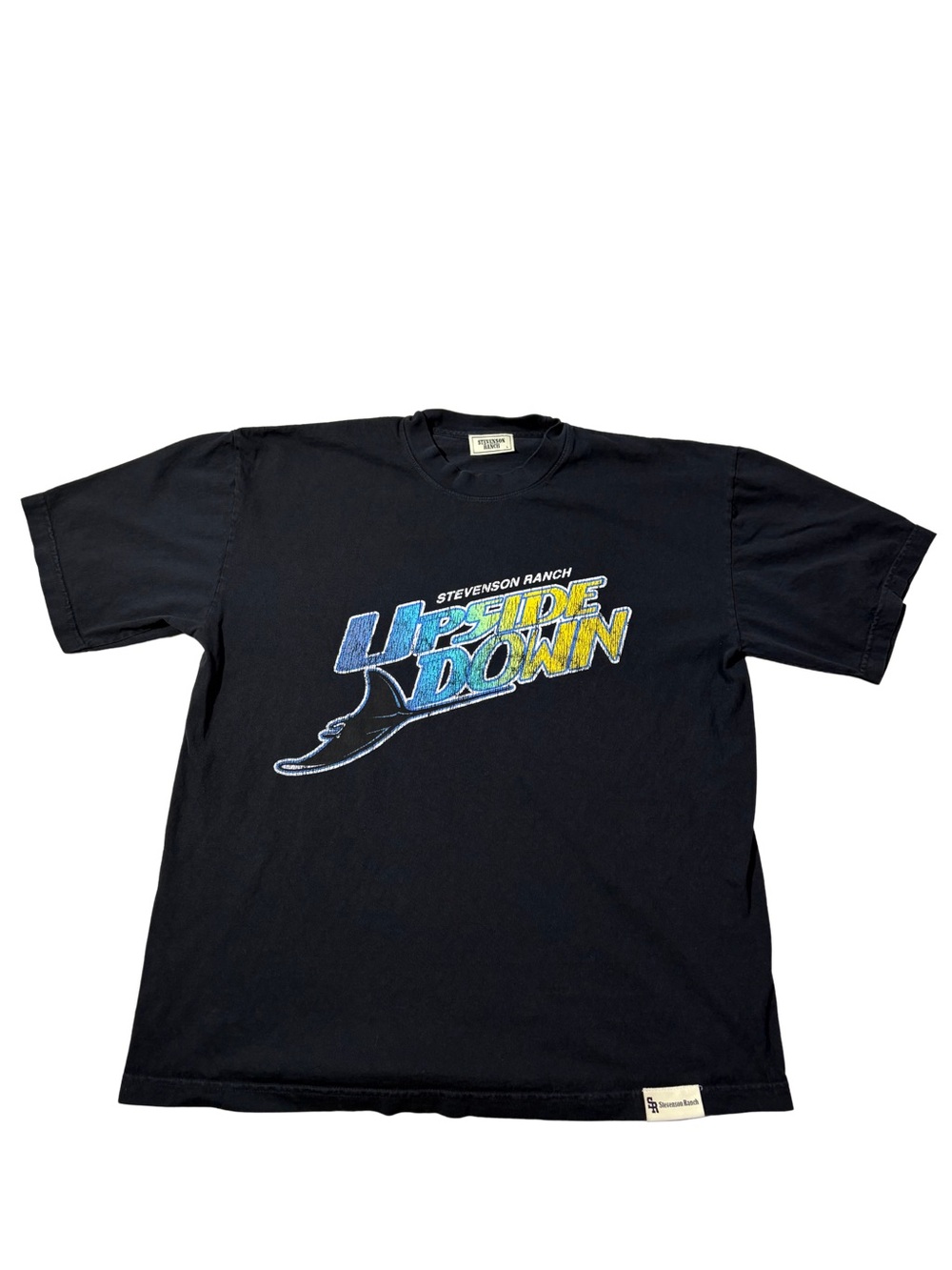 Stevenson Ranch Men's Black Upside Down Graphic Logo Crew Neck T-Shirt Size L